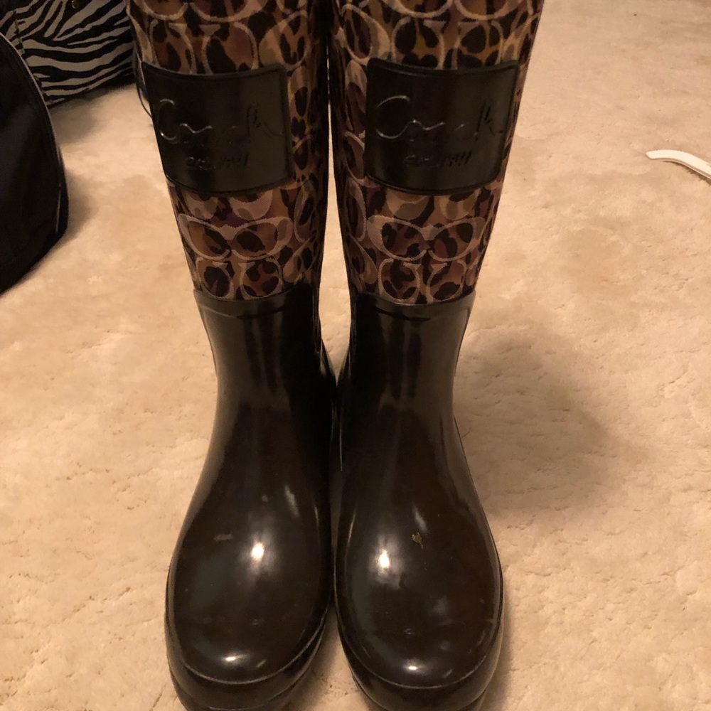 Coach rain boots cheetah